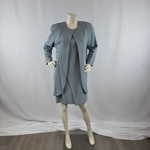 Elegant Blue Midi Dress with Jacket